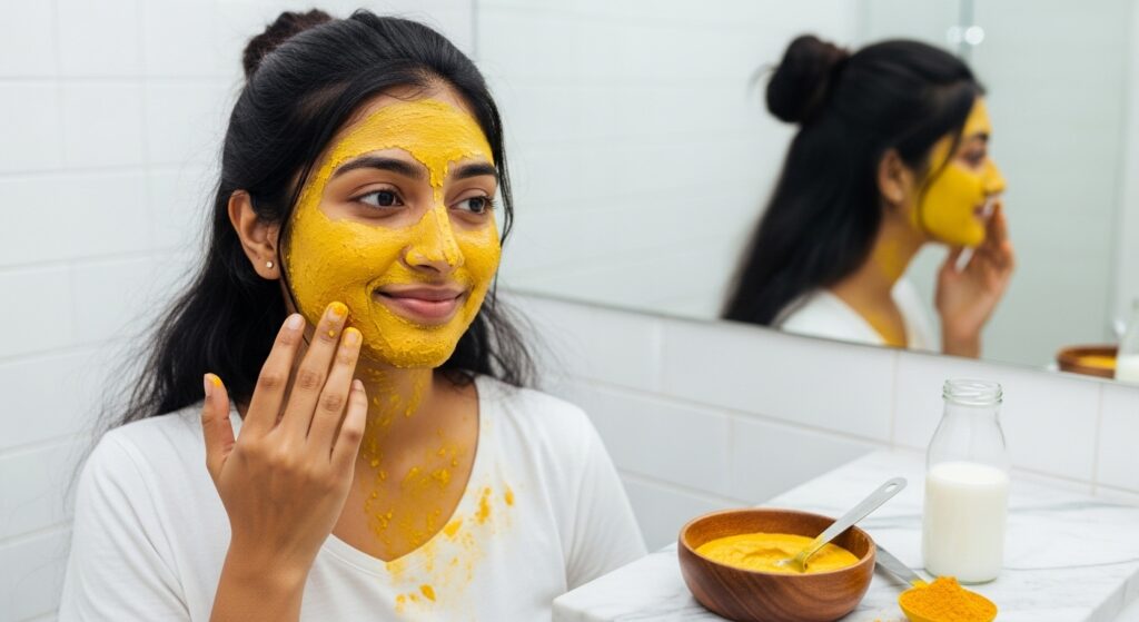 tan hatane ka gharelu upay – turmeric and milk face pack for tan removal