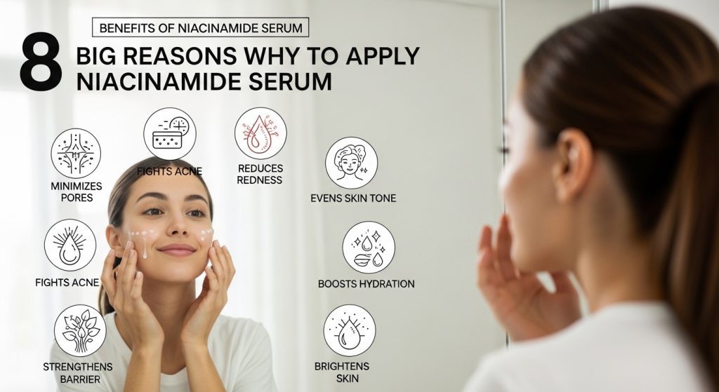 Niacinamide Serum के फायदे – 8 बड़े कारण क्यों लगाएं