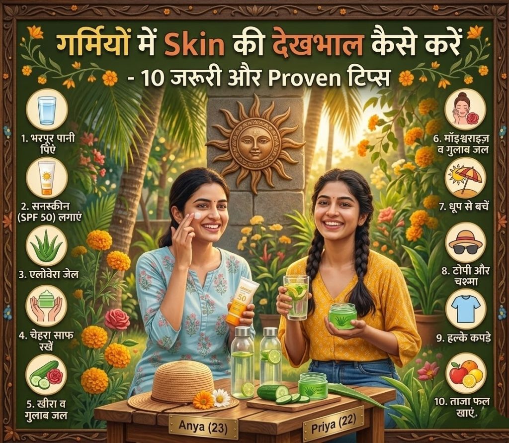 गर्मियों में skin की देखभाल कैसे करें – 10 जरूरी और Proven टिप्स