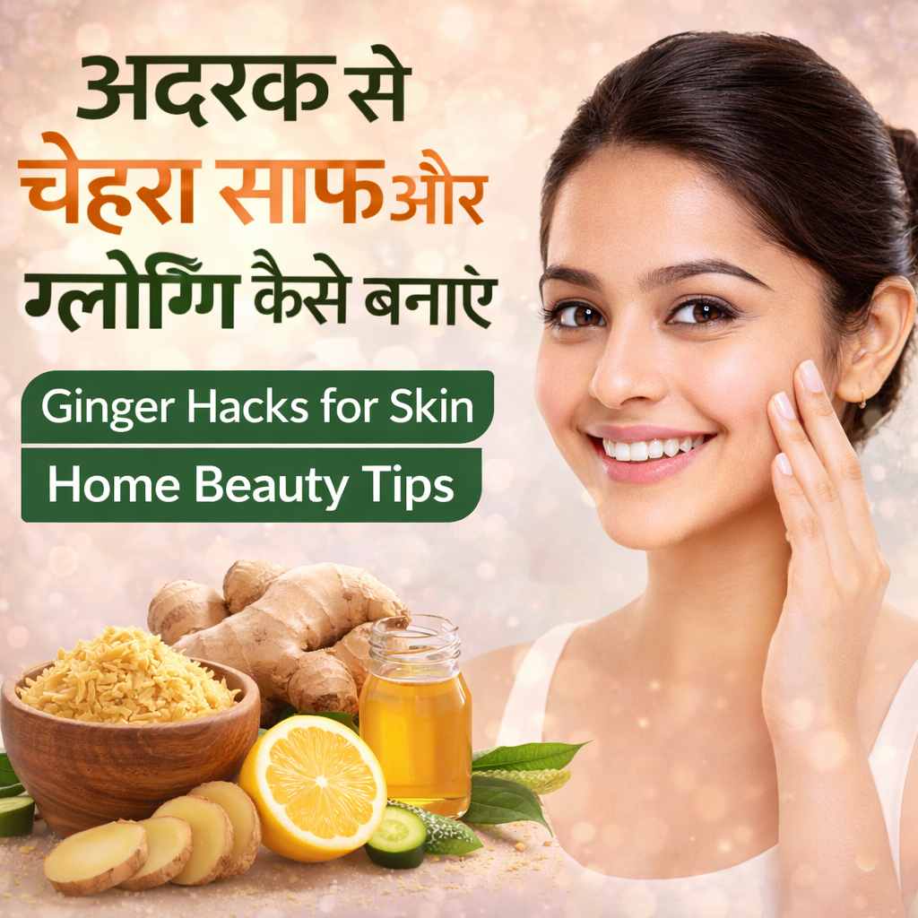 अदरक से चेहरा साफ और ग्लोइंग कैसे बनाएं – Ginger Hacks for Clear & Glowing Skin in Hindi