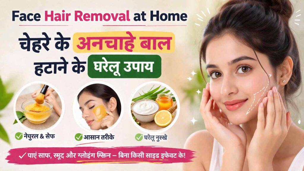 चेहरे के अनचाहे बाल हटाने के घरेलू उपाय – Face Hair Removal at Home in Hindi